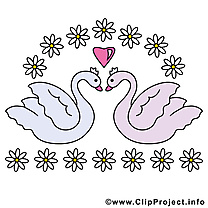 Cygnes dessin - Mariage cliparts à télécharger