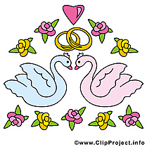 Cygnes dessins gratuits - Mariage clipart