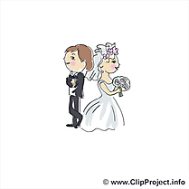 Dessins gratuits jeunes mariés - Mariage clipart