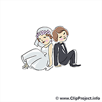 Illustration jeunes mariés  - Mariage images