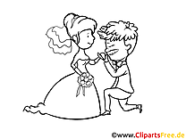 Image à colorier jeunes mariés – Mariage clipart