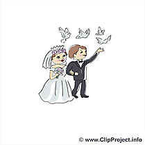 Pigeons dessin - Mariage clip arts gratuits