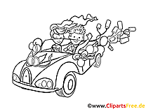 Voiture coloriage - Mariage cliparts à télécharger