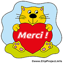 Chat coeur clip art – Merci gratuite