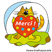 Chat coeur illustration gratuite - Merci clipart