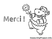 Hippopotame cliparts à colorier - Merci images