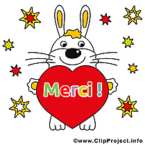 Lièvre coeur illustration gratuite - Merci clipart