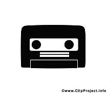 Cassette clip art gratuit – Noir et blanc images