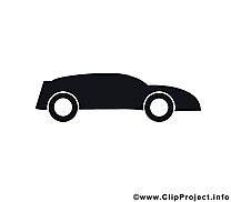 Voiture de sport clip art – Noir et blanc gratuite