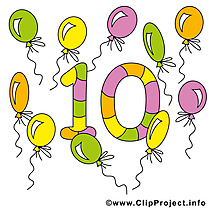 10 ballons images - Nombre clip art gratuit