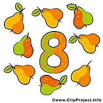 8 poires illustration gratuite - Nombre clipart