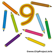 9 crayons image gratuite - Nombre cliparts