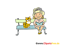 Chat et fille images - Maternelle clip art gratuit