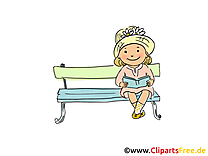 Fille sur banc image - Maternelle images cliparts