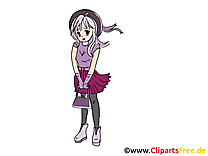 Anime clip art gratuit - Fille dessin