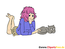 Chat illustration - Femme images gratuites