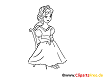 Princesse image à colorier – Fille clipart