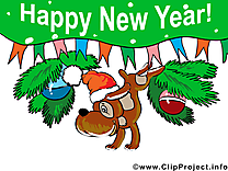 Chien sapin clip art gratuit – Bonne année images