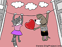 Chat et chien image - Saint-Valentin clipart