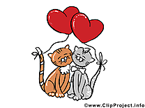 Chats jolie carte - Saint-Valentin images gratuites