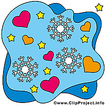 Flocons dessin - Coeurs cliparts à télécharger