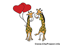 Girafes jolie carte - Saint-Valentin images gratuites