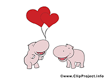 Hippopotames  dessin - Saint-Valentin cliparts