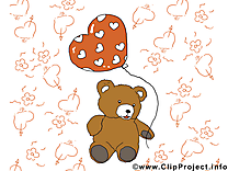 Ours en peluche carte virtuelle - Saint-Valentin clip art