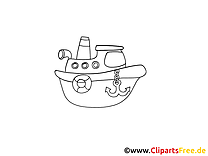 Bateau illustration à colorier gratuite