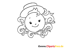 Élégante coloriage - Soleil clip art gratuit