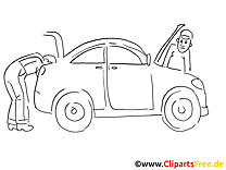 Coloriage en panne - Voiture image gratuite