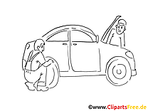 Coloriage en panne gratuit - Voiture clip art