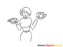 Coloriage femme et voiture - Véhicules cliparts