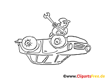 Coloriage mécanicien gratuit - Voiture clipart