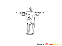 Christ Rédempteur à colorier - Rio de Janeiro clip art