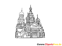 Moscou image à colorier - Cathédrale cartes gratuites