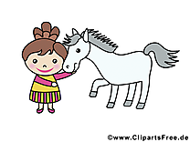 Fille cheval illustration gratuite – Animal clipart