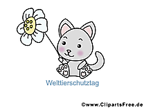 Fleur chat illustration gratuite – Animal clipart